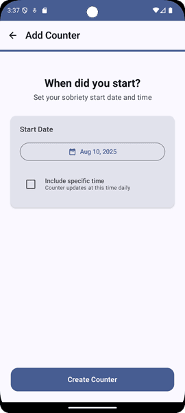 Setting your clean date in Nimbus Clean Time with date picker