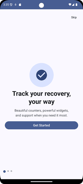 Nimbus Clean Time welcome screen showing simple setup options
